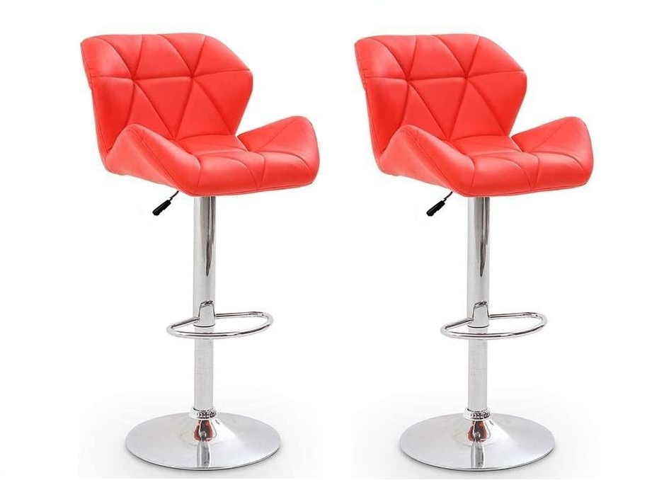 2 x Modern Diamond Padded Bar Stools
