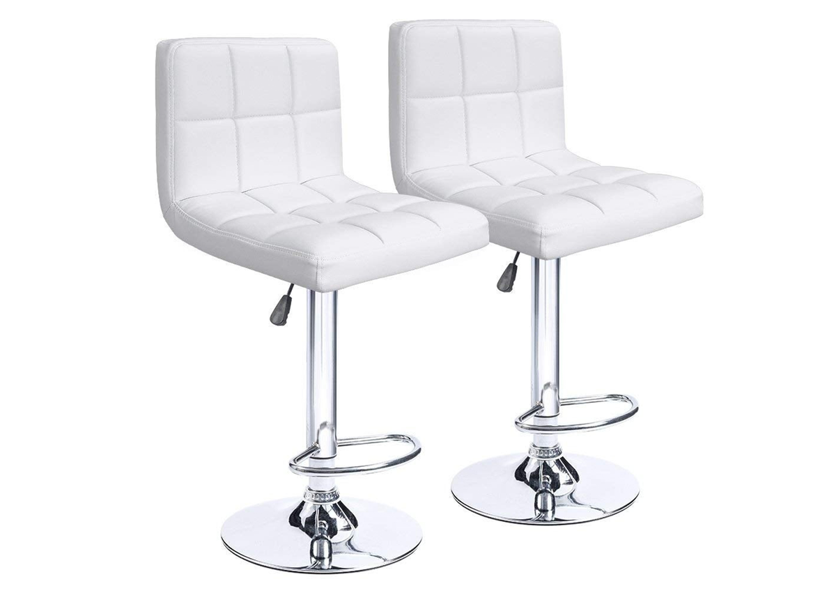 Ronin Faux Leather Swivel Bar Stool - Set of 2 - White