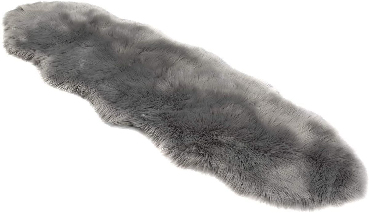 Faux Fur Rug (60cm x 1.8m) -Black - Grey