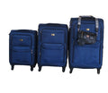 3-Piece Navy Fabric Spinner Suitcase Set with Matching Travel Side Bag
