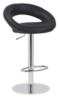 Faux Leather Swivel Cut-out Bar Stool - Black