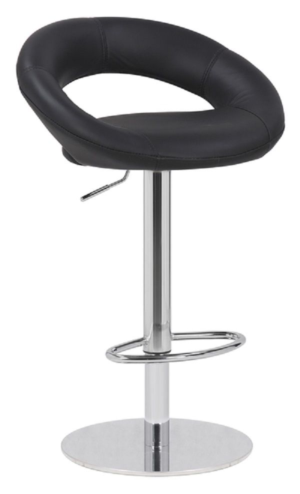 Faux Leather Swivel Cut-out Bar Stool - Black