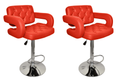 Bar / Kitchen Breakfast Stools - Set of Two - Red Colour