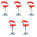 Round Arm Bar Stools - 5 Piece - Red