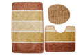 60x100cm 3 Piece Turkish Striped Toilet Mat & Cover Set with Non-Slip Under - Orange