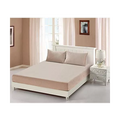 3 Pieces Velvet Fitted Sheet Queen Size with 2 Pillow Cases - Beige