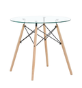 Modern Round Dining Table with Glass Top- 80cm