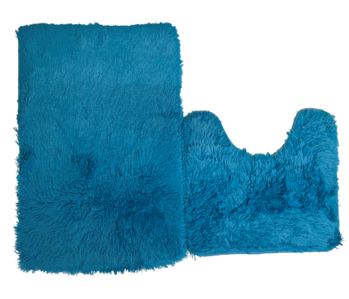 2pc Bathroom Rugs Shaggy Set - Blue