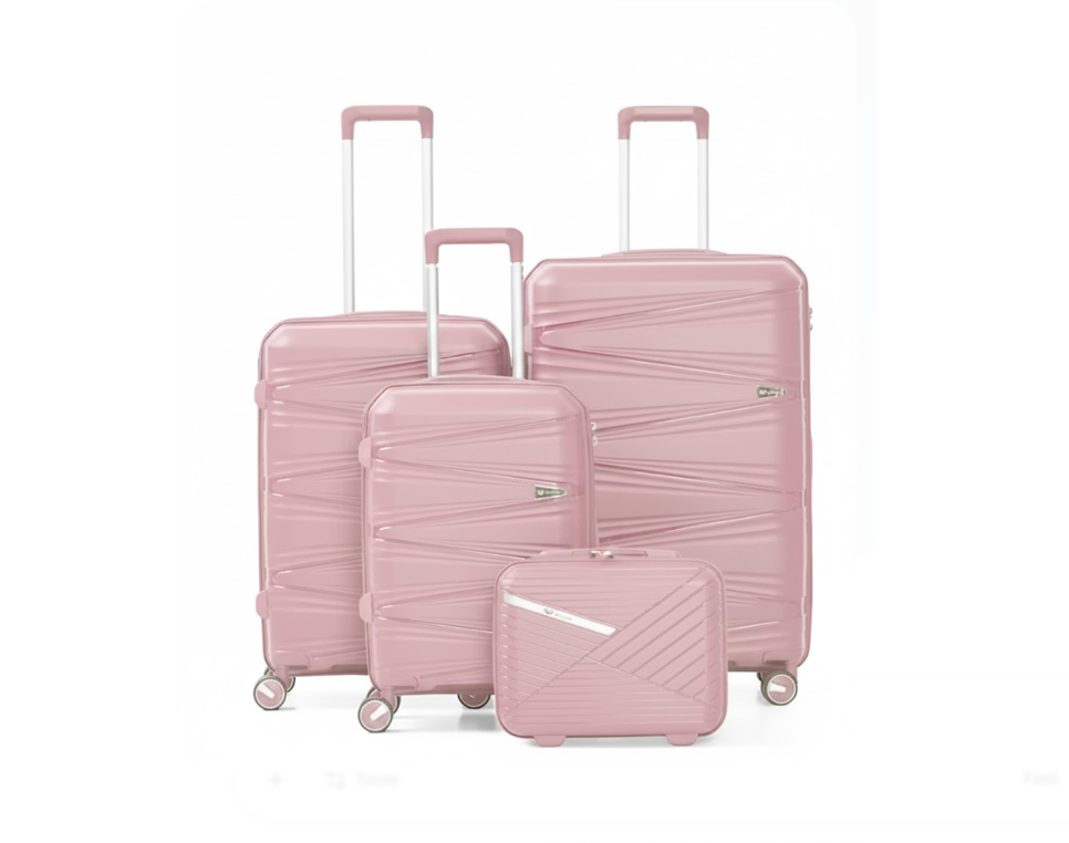 4-Piece Pastel Pink ABS Hard Shell Luggage/ Suitcase Travel Set | TSA Lock