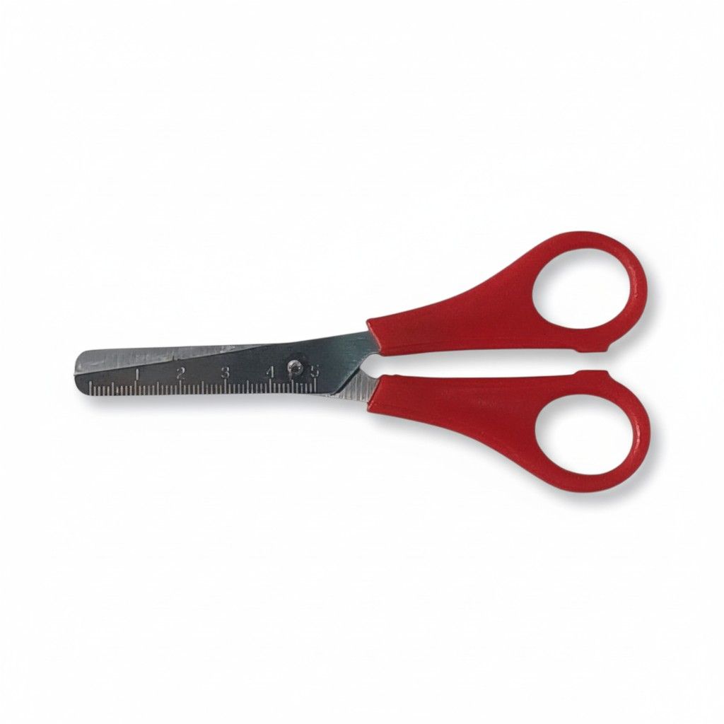 MT Kids Safety Scissors - School Scissors with Ruler Blade - Red