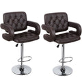 Bar Stools / Kitchen Counter Breakfast Chairs - 2 Pack - Brown