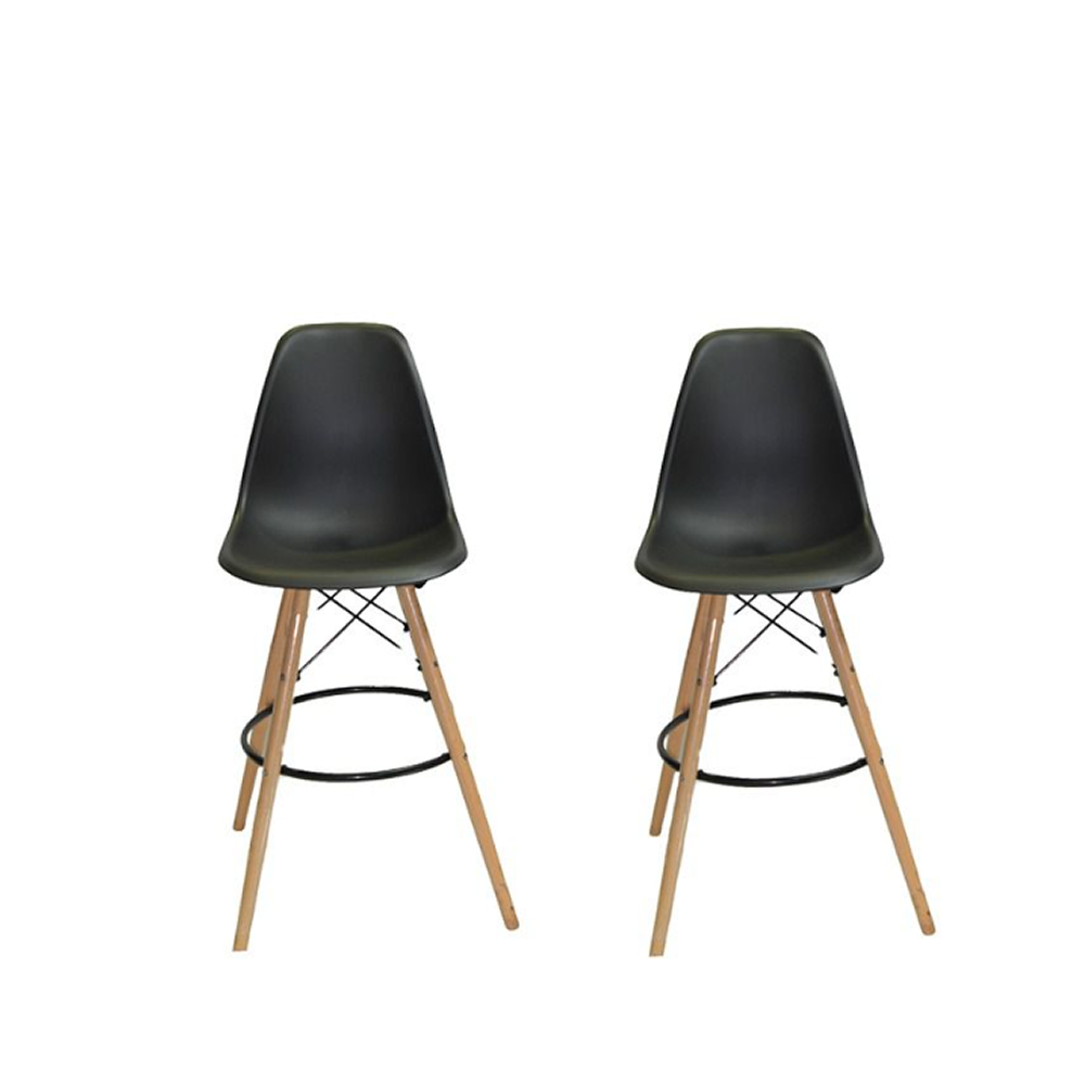 Set of 2 Kitchen Bar Chairs - Black
