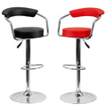 Chrome Base Bar Stools - Set of 2 - Red