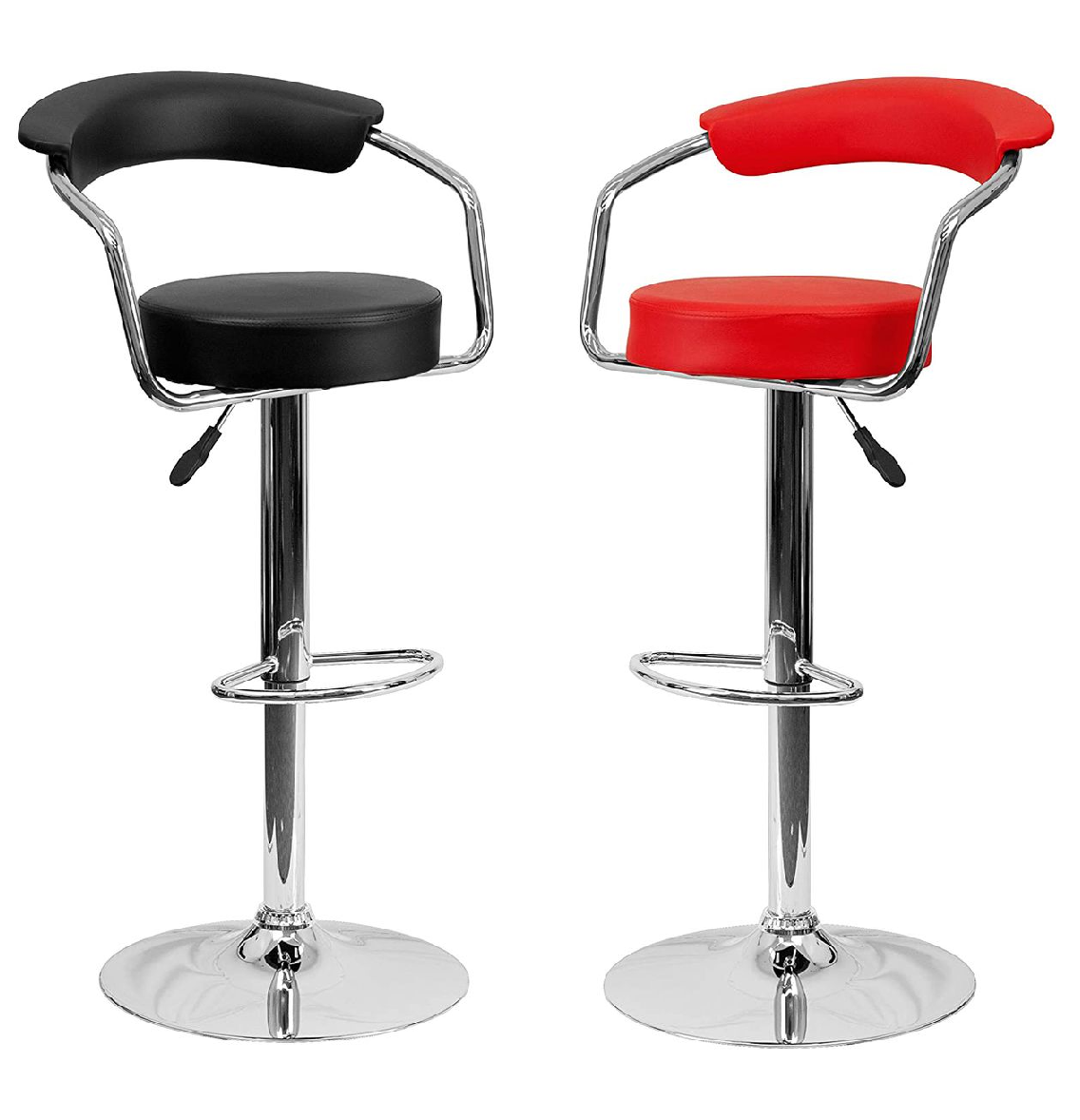 Chrome Base Bar Stools - Set of 2 - Red