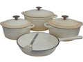 Quality Cast Iron Cookware Set & Complementary IYWA Serving Spoon - White