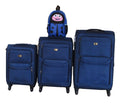 3-Piece Navy Fabric Luggage Set with Spinner Wheels & Kids Ladybug Backpack
