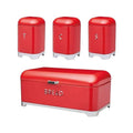 DH - Breadbin Retro Design with 3 Piece Matching Canister Set - Red