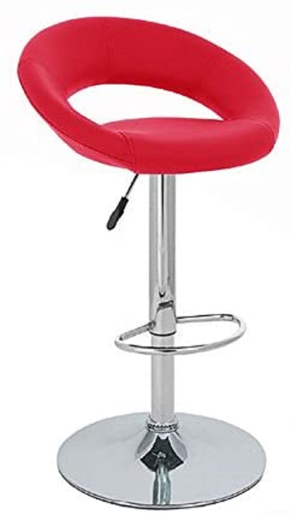 Faux Leather Swivel Cut-out Bar Stool - Red