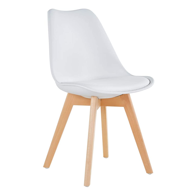 Classy Padded Retro Plastic Dining Chair - White