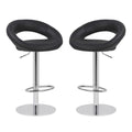 Faux Leather Swivel Cut-out Bar Stool - Set of 2 - Black