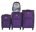 3-Piece Purple Fabric Spinner Luggage Set with Majestic Lion Backpack