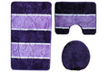 60x100cm Two Tone 3 Pcs Nonslip Turkish Toilet Cover & Mat Set Violet/Lilac