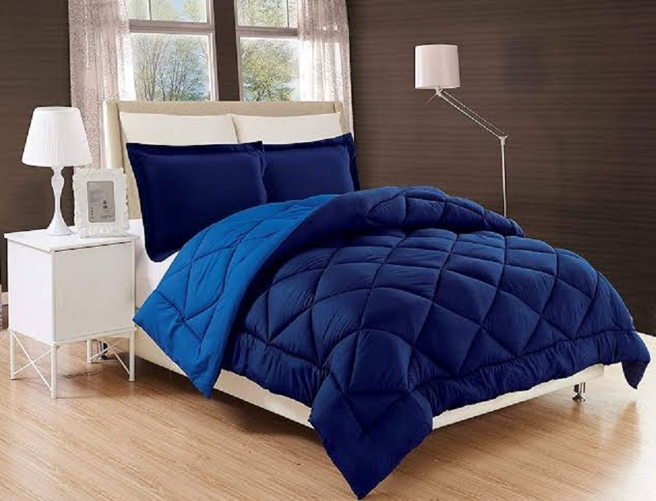 5 Pieces Blue Reversible Comforter - Queen