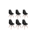6 x Wooden Leg Dining Chairs - Black Color