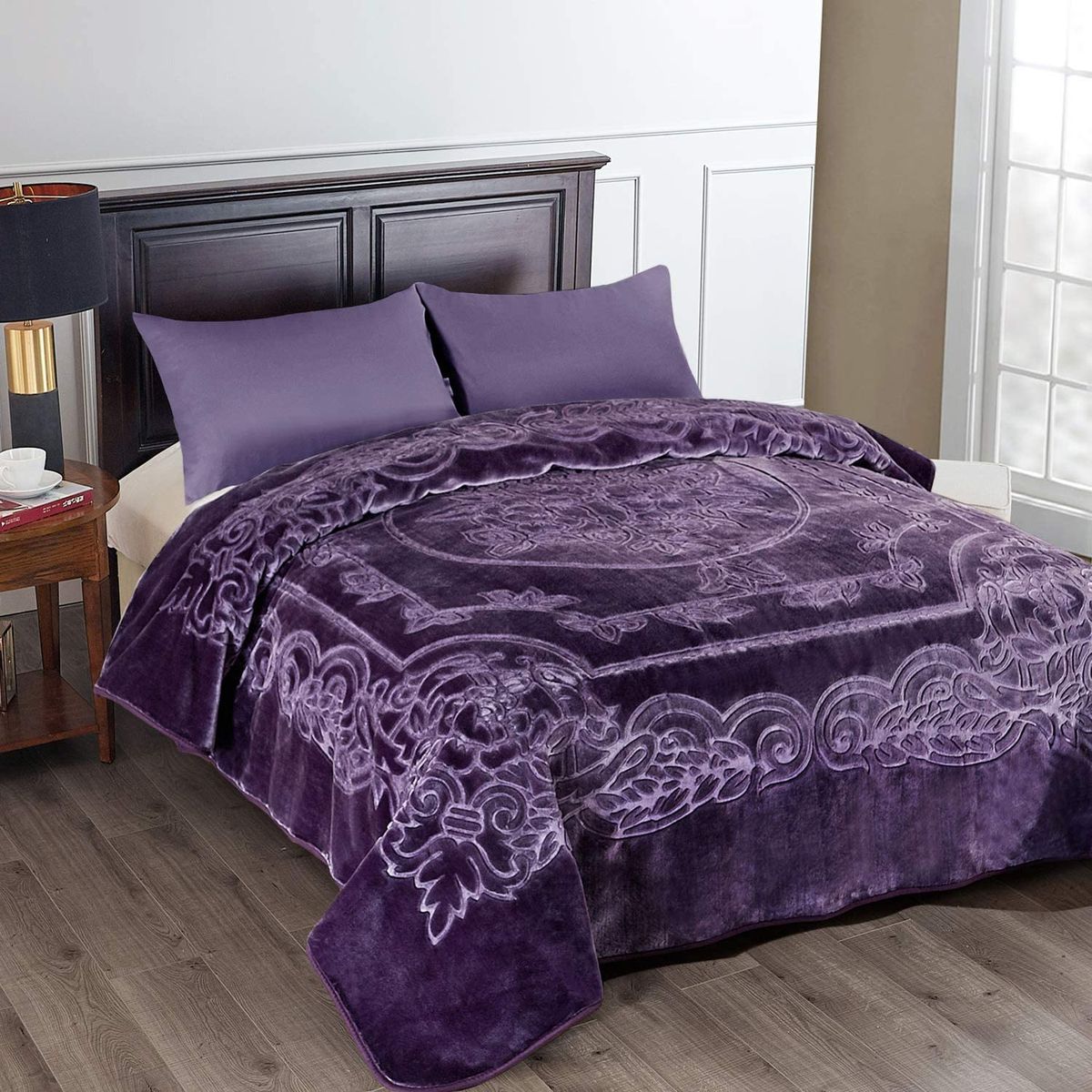 Camel - Luxury Mink Blanket 220x200cm - Warm Winter Fleece - Purple Rain