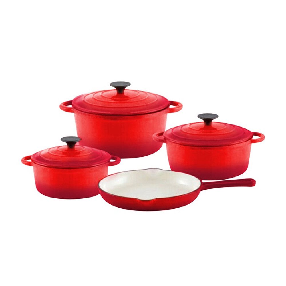 Totally Home  Cast Iron 7 Piece Cookware Set - Red
