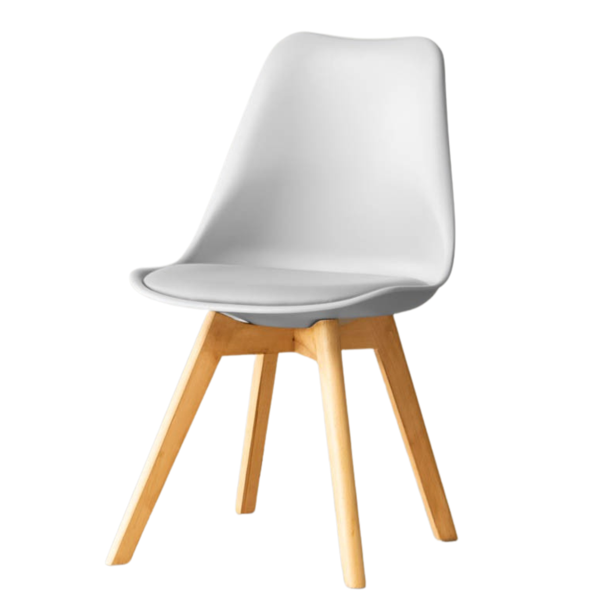 SMTE Modern Padded Shell Dining Chair with Solid Wood Legs S-A305 - Grey