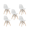 5 Piece Wooden Leg Chairs - White