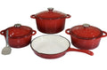 Quality Cast Iron Cookware Set & Complementary IYWA Serving Spoon - Raspberry
