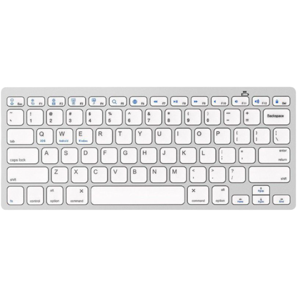 Wireless Keyboard - White & Silver Bluetooth Keyboard - Slim Mini Keyboards
