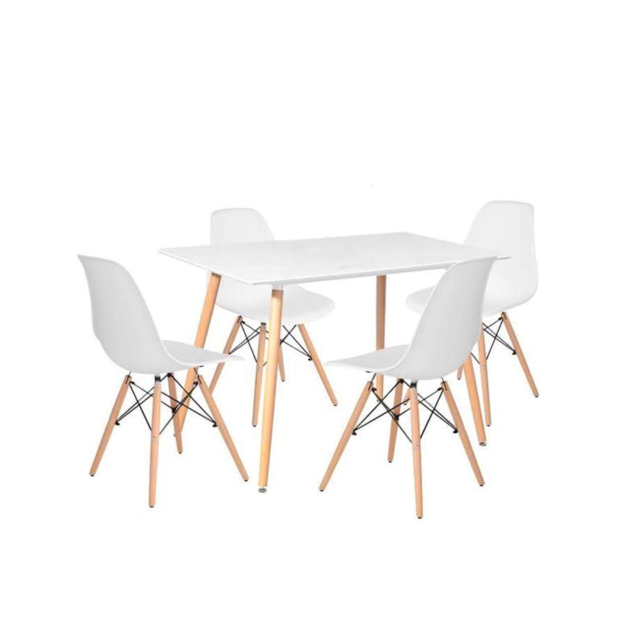 Rectangular Table & 4 Chairs - White
