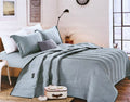 King Size Pre-Washed Quilt Set - 4-Piece Polyester - Light Blue