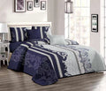 5 Piece Quilt Set Blue White Bedspread Set