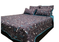 5 Piece Quilt Set Blue Black Eiffel Tower Bedspread Set