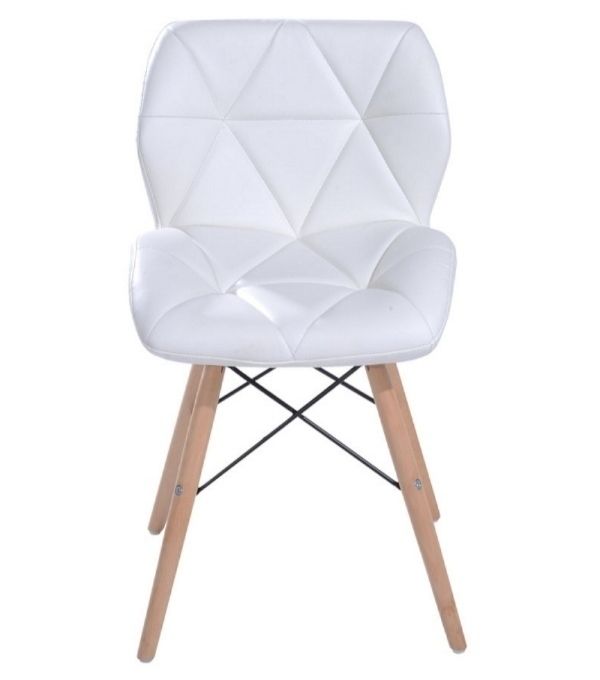 Pre-assembled Padded Dinging Chair With Solid Wooden Legs - white