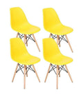 Wooden Leg Dining Chairs - Set Of Four - Yellow Colour