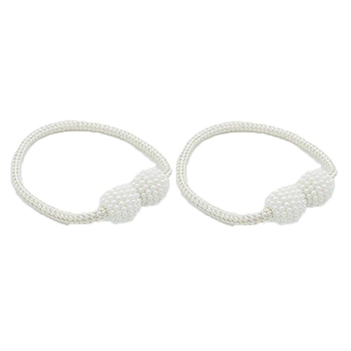 Matoc Magnetic Curtain Rope Tieback with Pearl End - Cream
