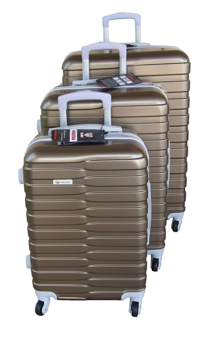 Mooistar Travel Luggage 3 Piece Suitcases Spinner - Brown