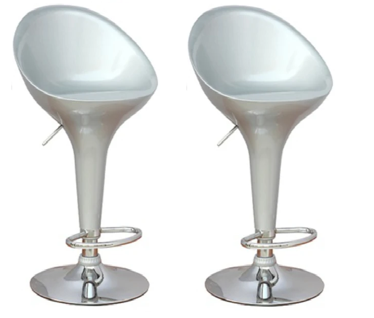 High-back Bar Kitchen Counter Stools - Set of 2 – Silver Colour