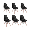 6 x Black Wooden Leg Dining Chairs