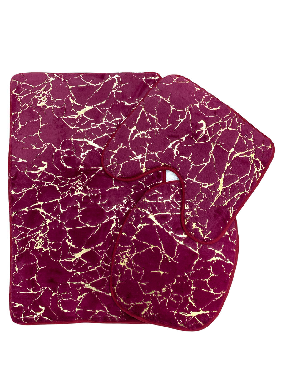 Azaz - Bathroom Mat 3pc set Marble Look - Dark purple