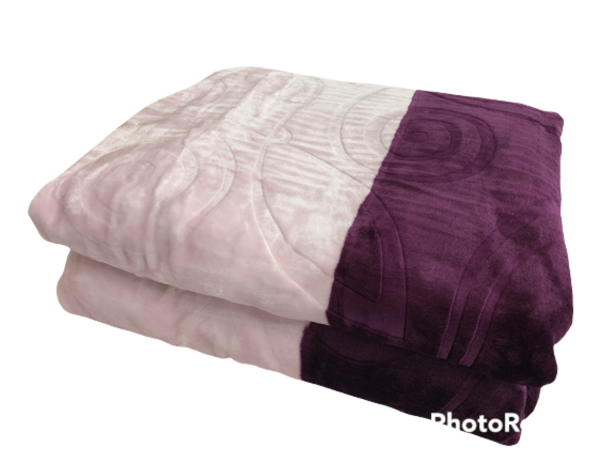 Queen Size mink Blanket Single PLY Two Tone Color - Dark purple