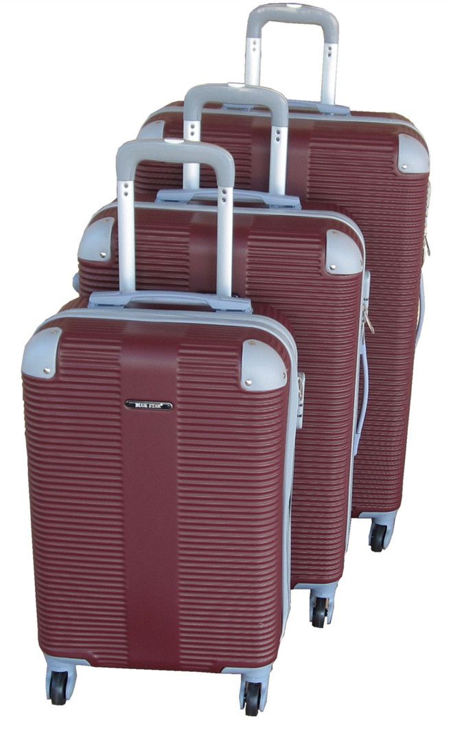 3 Piece Hard Outer Shell Luggage Set - Maroon