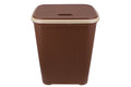 Two Tone Reed Weave Replica PVC Laundry Basket with Hinge Lid - Brown