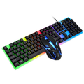 T-Wolf TF230 Rainbow Backlit Gaming Keyboard & Mouse Combo - USB Wired LED - Black