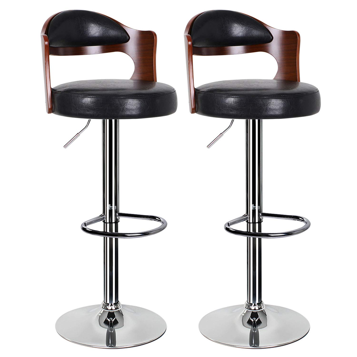 Bar Stools / Kitchen / Cafe Swivel Chairs ���Set of 2- Black / Brown Colours